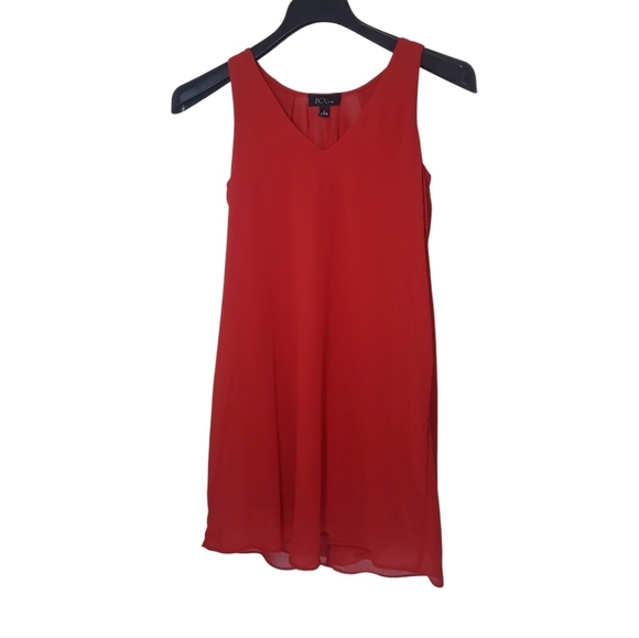 BCX Mini Chiffon Ruffle Back Dress Red Size Small - Picture 1 of 7